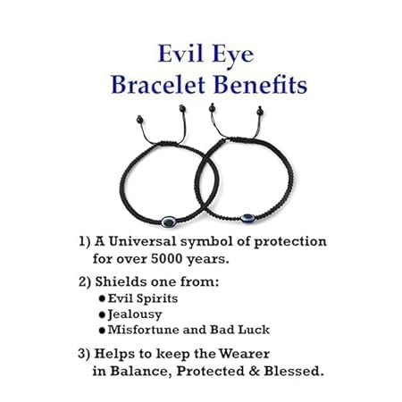 Image of Handmade Pooja EvilEye Black Chain Adjustable Nazar Anklets For Women Men Girls Boys Pack Of 2 evil eye thread, nazar anklet, thread anklet, najariya women anklet