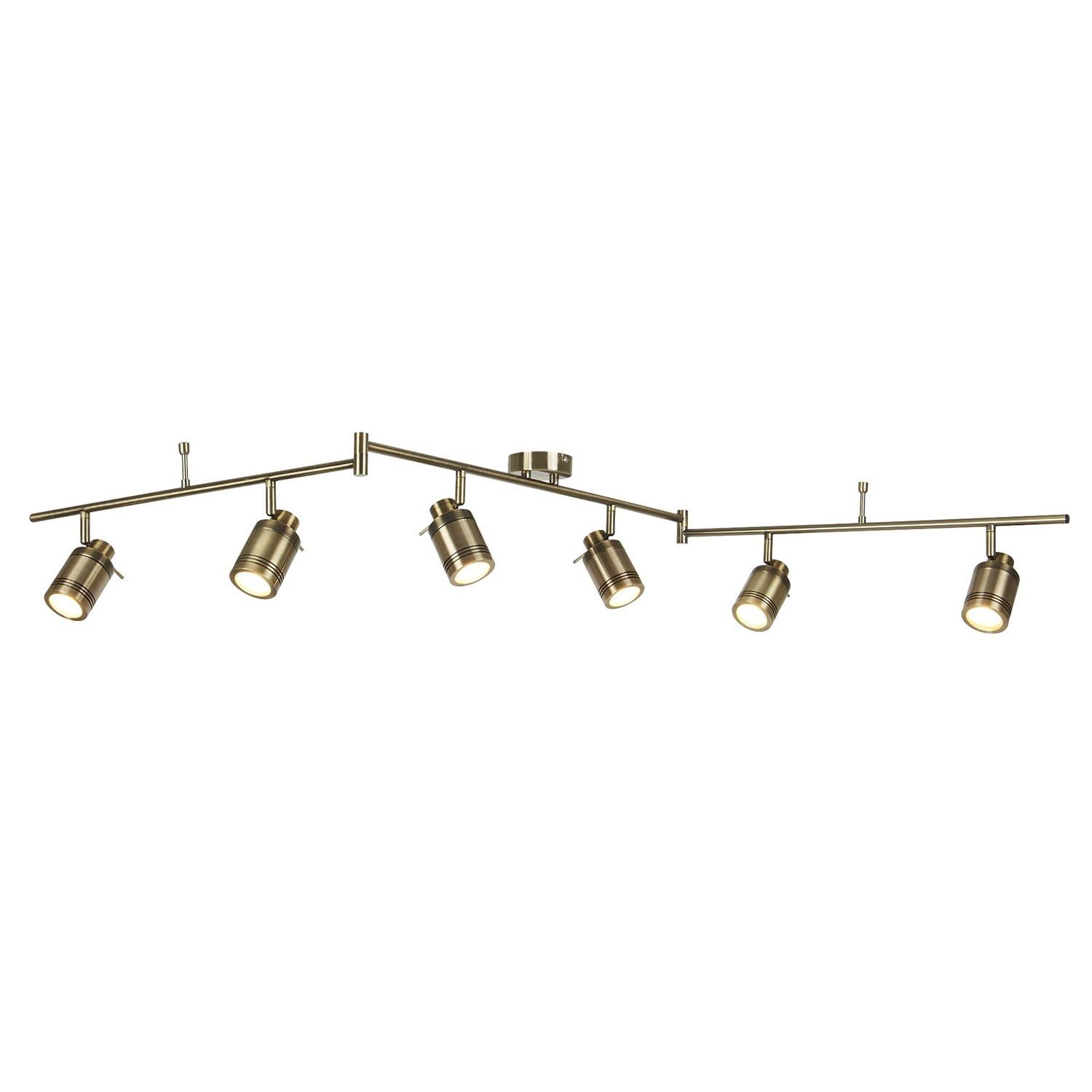 Searchlight 6 Light Ip44 Bathroom Spot Split-Bar Antique Brass