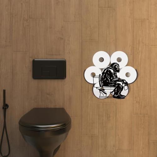 WADORN Metal Toilet Paper Holder, Sasquatch Decorative Toilet Tissue Storage for 8 Extra Rolls Novelty Black Wall Mounted Paper Rolls Storage for Farmhouse Kitchen Bathrooms Home Decor by WADORN - Used condition - Image 6
