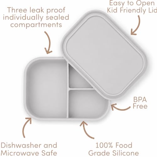 Image of Ullabelle Silicone Bento Box |Portable, Leak Resistant, Food-Grade (Grey Bento), Standard