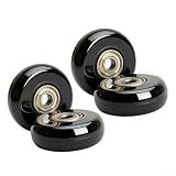 4 ruote di ricambio per bagagli, 50 x 20 mm, con diametro interno di 8 mm, silenziose, in plastica PU, parti di riparazione per trolley a mano, passeggino, scooter e (nero)