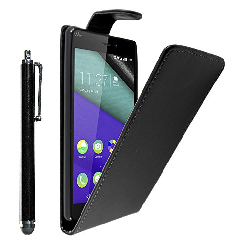 ebestStar - Coque Compatible avec Wiko Pulp Fab 4G Etui Housse PU Cuir Rabat Flip + Stylet, Noir [Appareil: 155.4 x 79.3 x 8.5mm, 5.5'']