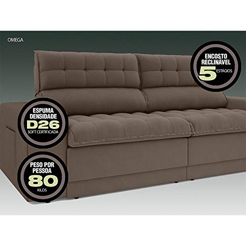Sofá Omega Retrátil e Reclinável Velosuede Marrom 2,30m (l)