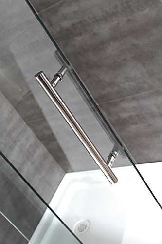 Aston Langham 56" To 60" X 75" Completely Frameless Frosted Glass Sliding Shower Door, Brushed Stainless Steel #TOP2