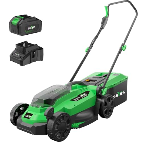 SOYUS Electric Lawn Mower Cordless, 13 Inch 20V Lawn Mowers with Brushless Motor, 2-in-1 Lawn Mower,...