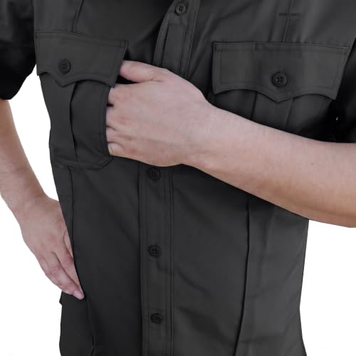 Image of First Class 100% Polyester Short & Long Sleeve Zippered Uniform Shirt 4 Pocket Hidden, Law Enforcement BDU Zipper Closure.