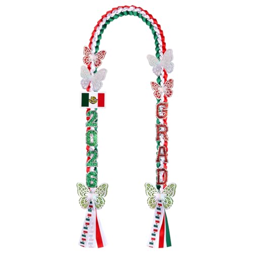 Image of Mexican Graduation Leis 2026,Class of 2026 Graduation Ribbon Lei with Butterfly and Pins,Double Handmade Congrats,Graduations Gifts for High School College
