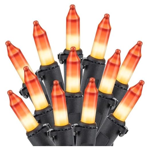 Minetom 100-count 25Ft.Yellow & Orange Candy Corn Incandescent Mini Halloween String Lights for Outdoor & Indoor Halloween Decoration, Waterproof & Connectable