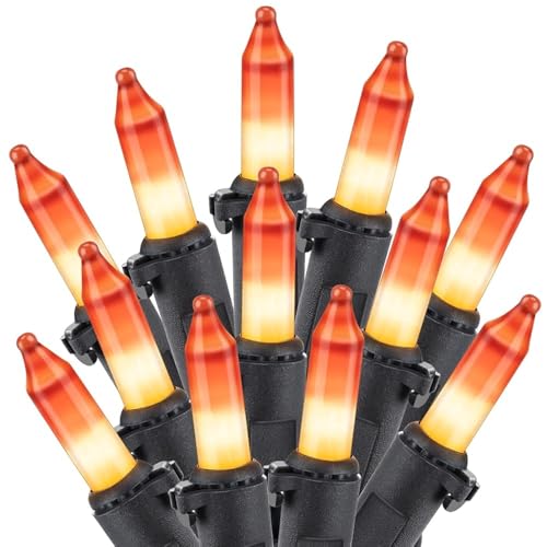 Image of Minetom 100-count 25Ft.Yellow & Orange Candy Corn Incandescent Mini Halloween String Lights for Outdoor & Indoor Halloween Decoration, Waterproof & Connectable