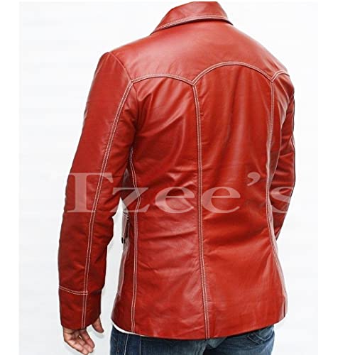 Tzee's Tyler Durden Fight Club Red Faux Leather Jacket for Men2