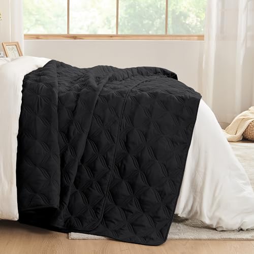 Image of Litanika Queen Quilt Bedding Set, Black Summer Lightweight Soft Comforter Bedspreads & Coverlets, Boho Farmhouse Bedding Cover Bed Decor All Season, 3 Pieces (1 Quilt, 2 Pillowcases)