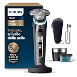 Philips Shaver i9000 Prestige, rasoio elettrico Wet & Dry, tecnologia Skin IQ, triplo sistema Lift & Cut, doppie lame in acciaio di precisione 360º, pod per pulizia rapida, modello XP9207/30