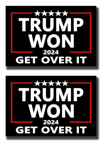 2 Pack Trump Won Get Over It 2024 47 US President Election Car Magnet Auto Truck Fridge Magnetic Stickers Decal Bumper Magnet