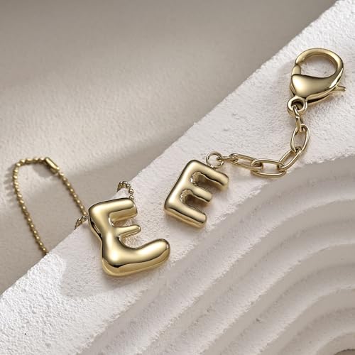 COTATI Gold Plated Bubble Letter Keychain for Women Initial Monogram Pendant Charm Keychains for Bag Handbags Purse
