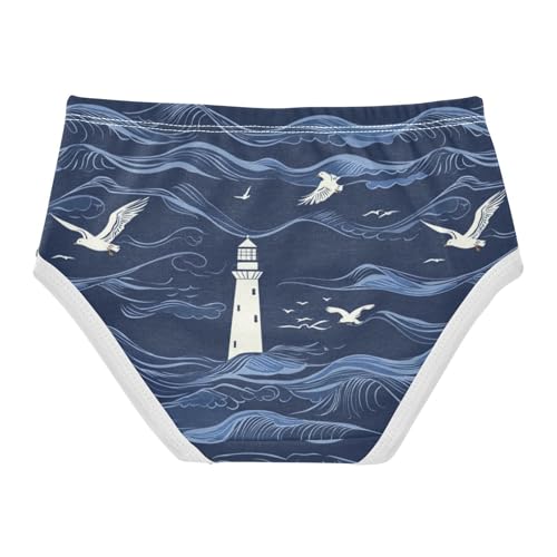 ZZKKO Night Wave Lighthouse Seagull Girls Underwear Toddler Panties for Girls Comfort Brief Size 2-8T2