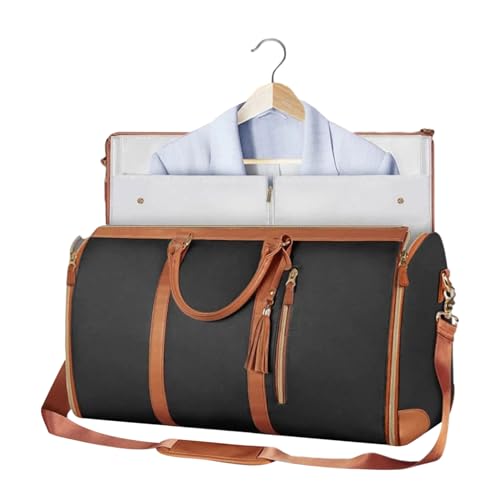 Bolsa de viaje plegable para ropa – Ropa Foldybag 2 en 1 – Bolsa de viaje impermeable para ropa para hombre y mujer – Bolsa convertible para traje de viaje (negro)