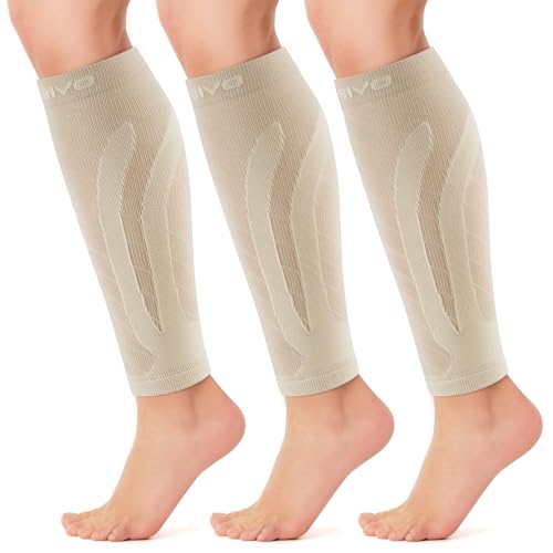 Image of CAMBIVO Calf Compression Sleeve 3 Pairs Footless Compression Socks Running