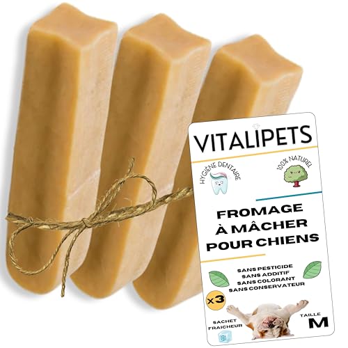 Fromage de Yak pour Chien | Taille M 5 à 10 Kg | Lot de 3 | 100% Naturel & sans Lactose | Friandise Durable Himalayenne | Riche en Calcium