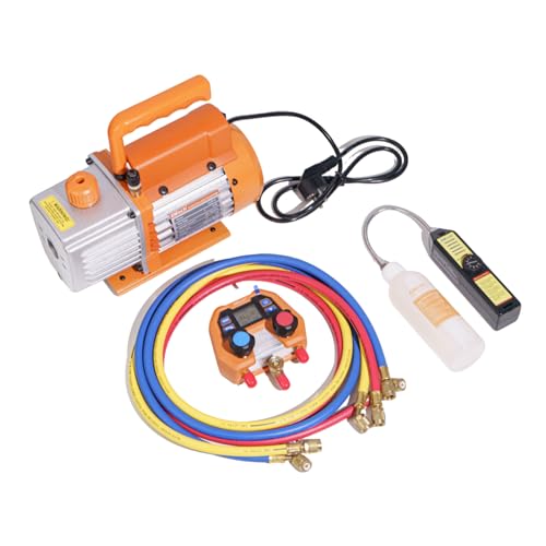 Kit Inicial Elitech HVAC – Conjunto 4-en-1 con Bomba de Vacío de 3CFM, Manómetro Digital, Detector de Fugas WJL-6000 y Mangueras para Refrigerante | Conjunto Básico para Reparación de Aire Acondicionado miniatura 1
