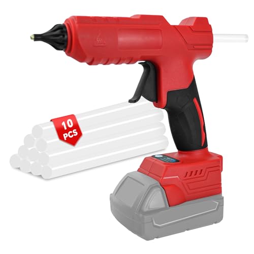 Pistola per colla a caldo senza fili per batteria Milwaukee da 18 V, 2-3 minuti, preriscaldamento rapido, pistola per colla a caldo con 10 bastoncini di colla (11 mm) per arte, artigianato, fai da te