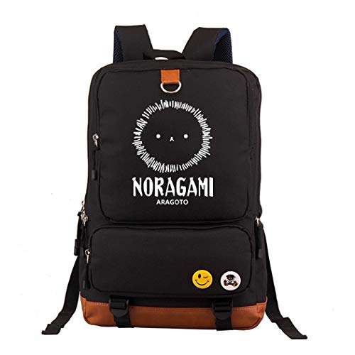 WANHONGYUE Noragami Anime Luminoso Bolsos Mochila para Portátil Bolsa para la Escuela Estudiantes Backpack Negro