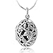Chuvora 925 Sterling Silver Open Filigree Floral Design Oval Shaped Locket Pendant Necklace, 18 inches