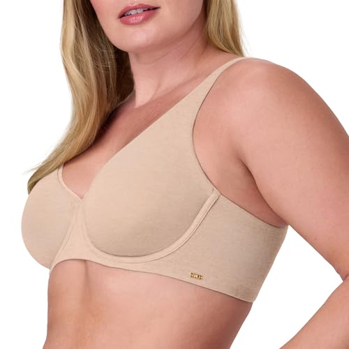 Image of Bali Womens Underwire Bra, Cotton Collection 2-ply Underwire Bra, Moisture-Wicking, Full Coverage, Convertible Straps