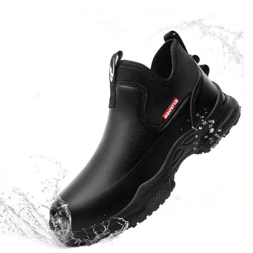Kochschuhe Herren Damen rutschfeste Schuhe Wasserfeste Küche Arbeitsschuhe Bequem Leicht Koch Schuhe Männer Frauen Gastro Kellner Berufsschuhe Ohen-Stahlkappe Schwarz 37 EU