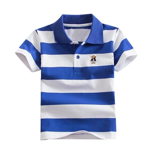 Girls Striped Polo Shirt Summer Short Sleeve Polo T-Shirt Cute Embroidery Casual Cotton Blouse Tops