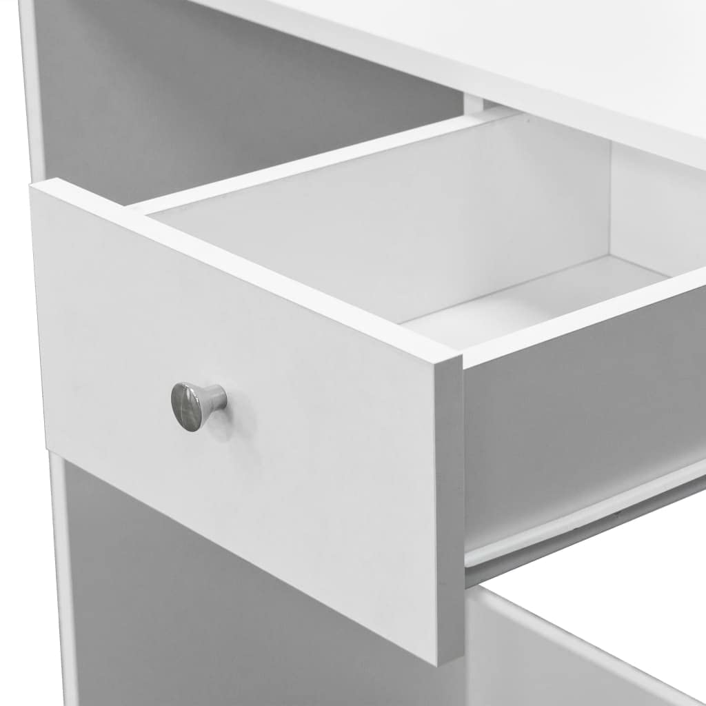 Coiffeuse Bois d’ingénierie 75x40x141 cm Blanc Mat avec Grand Miroir Tiroir Spacieux Étagères Eclairage LED pour Chambre Salle de Bain Chambre Dressing Femme Adulte Ado
