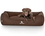 Sehr robust Knuffelwuff Hundebett XXL Crispino mit Handwebcharakter Hundekorb Hundesofa Hundekissen Hundekörbchen waschbar Grosse Hunde 120x85cm Braun