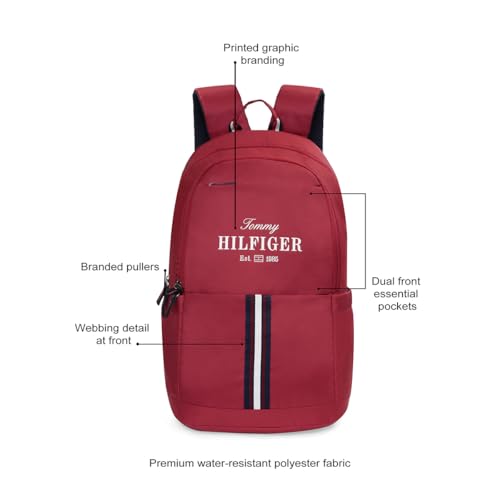 Image of Tommy Hilfiger Laptop Backpack Elbert | Backpack for School, College and work | Water-Resistant, Fits 15-inch Laptop, with Rain Cover, Trolley Holder & 1-Year Warranty | 31L Capacity