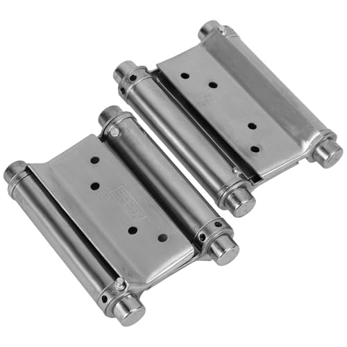 HOMSFOU 2個 ステンレス製スプリング付スイングドアヒンジ 両開き自動閉止機能 カウボーイドア フェンス用