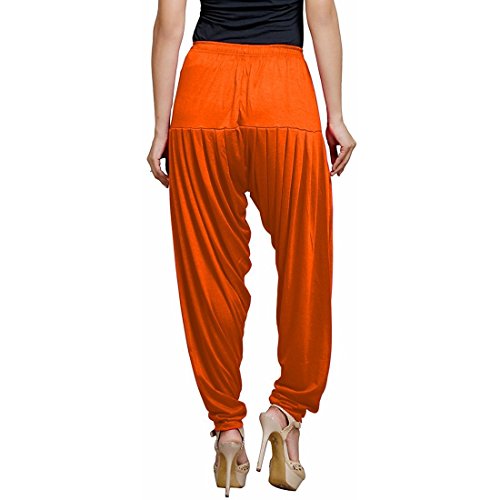 Women's Cotton Spandex Patiala Pants – Stretchable Ethnic Bottom Wear with Pleats for Casual & Traditional Outfits (Orange)2