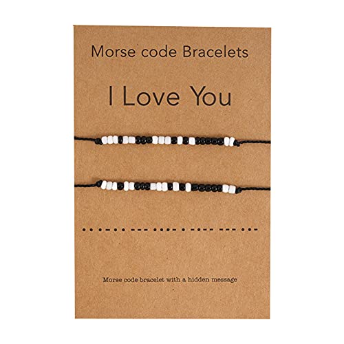 YALLNASL Morse Code Bracelets for Women Men I Love You Gifts for Him Her Matching Relationship Bracelet for Couples Beads Bracelets Set for Boyfriend Husband and Girlfriend Wife