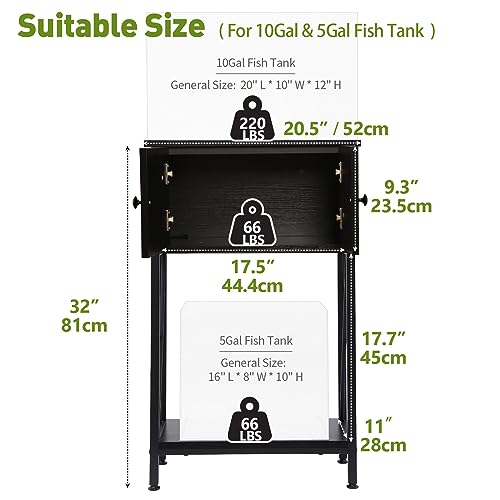 LAQUAL 10 Gallon Fish Tank Stand with Cabinet, Double Aquarium Stand for 10 & 5 Gallon Fish Tank, Heavy Metal Stand with Stable Structure, Adjustable Table Feet & Anti-tilt Device - Image 6