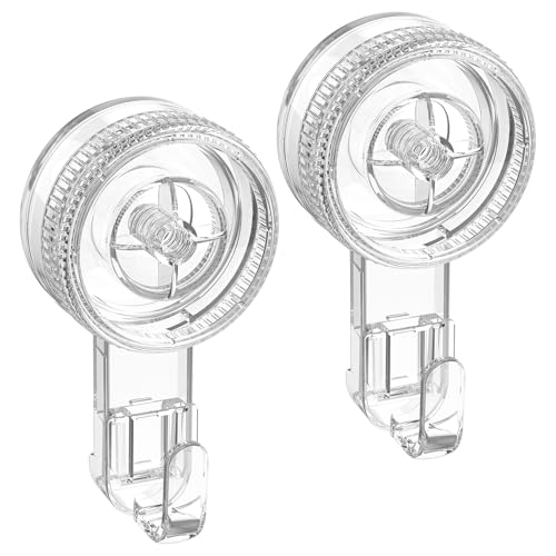 Luxear Lot De 2 Crochet Ventouse Mural Transparent, Crochet Mural Puissant 5KG Plastique, Patère Porte Serviette Salle de Bain Attache Crochet Manteau...