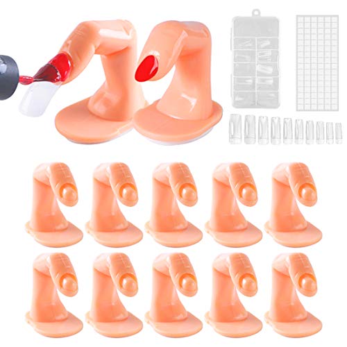 Nail Art Training Practice Fingers Set, Fake Fingers with Natural Models Nail Maniquin Hands for Acrylic Nails Art Decorations Manicure Tips Display DIY Nail Art Training Supply Tools Set