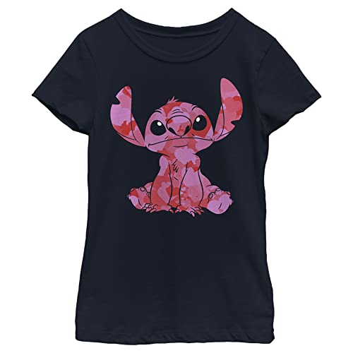 Disney Lilo Stitch Heart Fill Girl's Solid Crew Tee