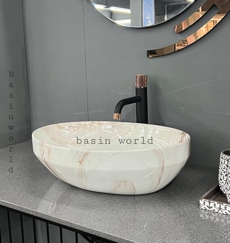 Image of IMPORTED Ceramic Wash Basin Countertop Tabletop Bathroom Sink Wash Basin (20 x 14.5 x 5.5 INCH) NCTT-365