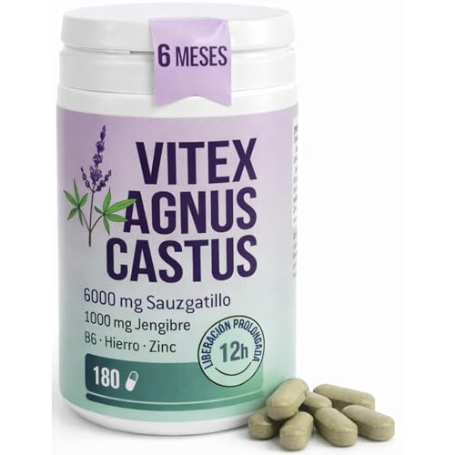 DIETETICA EUROPEA Vitex Agnus Castus con Liberación Controlada 12h – Sauzgatillo 15:1 (Equivalente 6000 mg Planta) – Female Balance y sindrome Premenstrual – 180 cápsulas - FABRICADO EN ESPAÑA