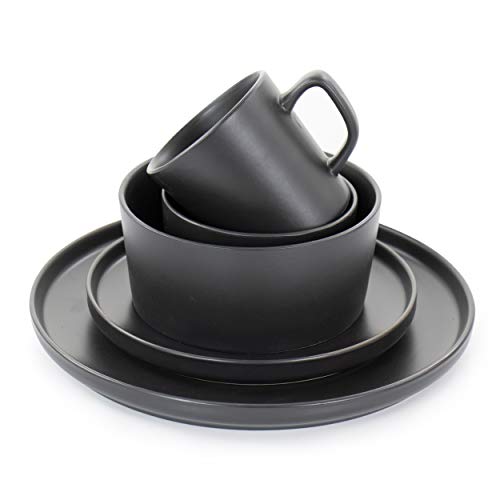Elama Luxmatte Contemporary Dinnerware Set, 20 Piece, Black #TOP1