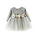 Produktbild Kobay Niedlich Kleinkind Baby Mädchen Floral Tutu Lange Ärmel Prinzessin Kleid (10/1.5Jahr, Gris)
