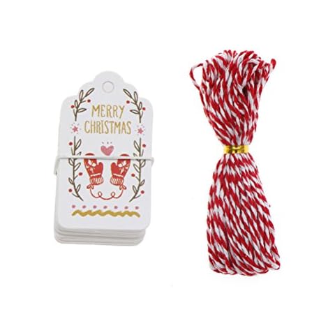 Cool 100 pcs Merry Christmas Kraft Paper Gift Tags Label Hanging Cards With String Cover