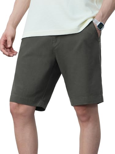 Image of The Souled Store Chino Shorts: Men and Boys Buttoned Solid Regular Fit Knee Length Cotton Blend Chino Shorts