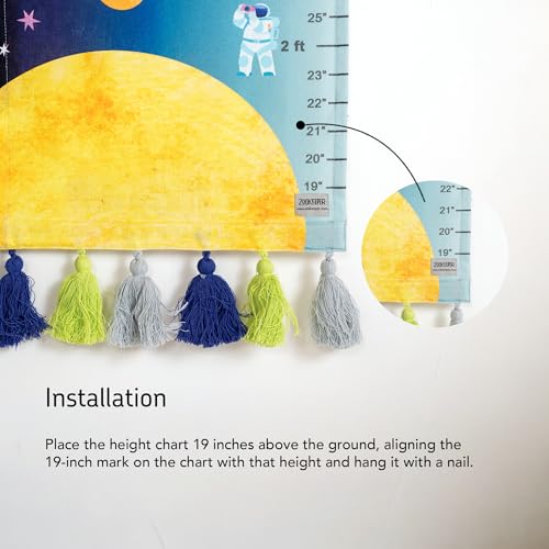 Image of ZOOKEEPER Height Chart for Kids (19 inch-72 inch) Premium Tim The Traveller Durable Cotton Wall Hanging Growth Measuring Ruler for Baby Room, Nursery and Playroom Cute Home Wall Decor and Perfect Gift for Boys and Girls