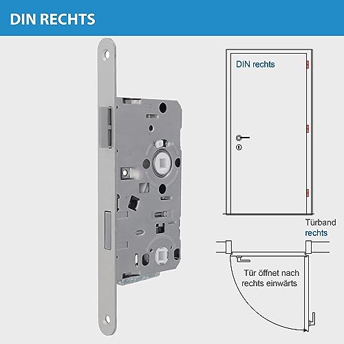 lockzz WC-Einsteckschloss, DIN rechts, für Badtüren - Kunststoff-Falle