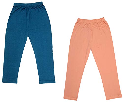Image of IndiWeaves Girls Super Soft Cotton Solid Capri Pants (Peach, Blue,) Pack of 2