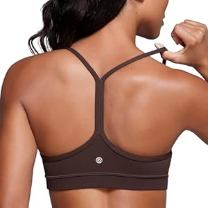 CRZ YOGA Butterluxe Y Back Sports Bras for Women – Padded Racerback Low Impact Spaghetti Thin Strap Workout Yoga Top