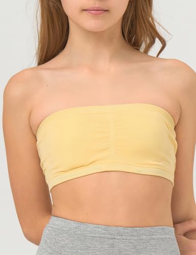Suekaphin Girls Training Bra Padded Seamless Soft Bras for Girls Bandeau Bra Strapless Tube Bra with Removable Pads Pack of 32